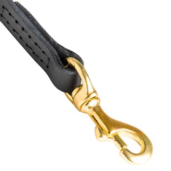 Belgian Malinois Leather Leash with Massive Gold-like Snap Hook