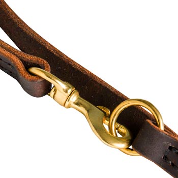 Belgian Malinois Leather Leash with Brass Snap Hook and O-ring