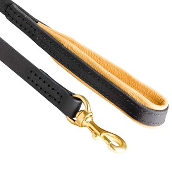 Leather Leash for Belgian Malinois with Nappa Padding on Handle
