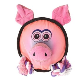 8" Round Pig - Squeak & Rope