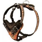 Handpainted in Flames Leather Belgian Malinois Harness for Agitation Training
