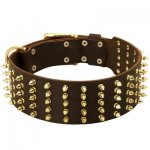 Wide Spiked Leather Belgian Malinois Collar