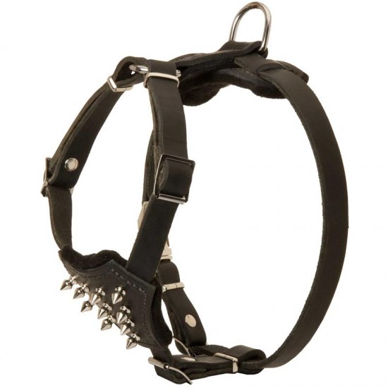 Durable Spiked Leather Puppy Belgian Malinois Harness - Click Image to Close