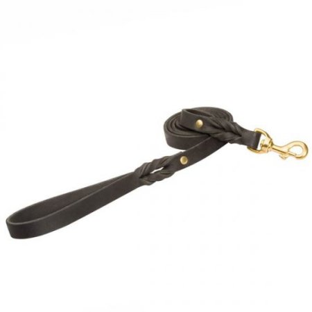 Handcrafted leather dog leash with quick release snap hook