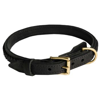 Belgian Malinois Leather Braided Collar with Solid Hardware