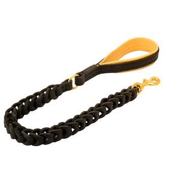 Leather Belgian Malinois Leash with Brass Snap Hook and O-ring