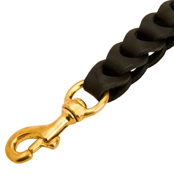 Braided Belgian Malinois Leather Leash with Gold-like Snap Hook