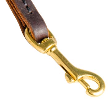 Belgian Malinois Leash Leather with Brass Snap Hook for  Collar Clasping