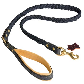 Leather Belgian Malinois Leash with Nappa Padded Handle