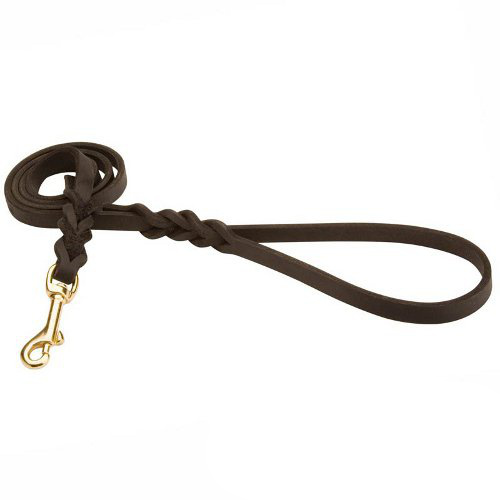 Handcrafted leather dog leash width 1/2 inch with solid brass